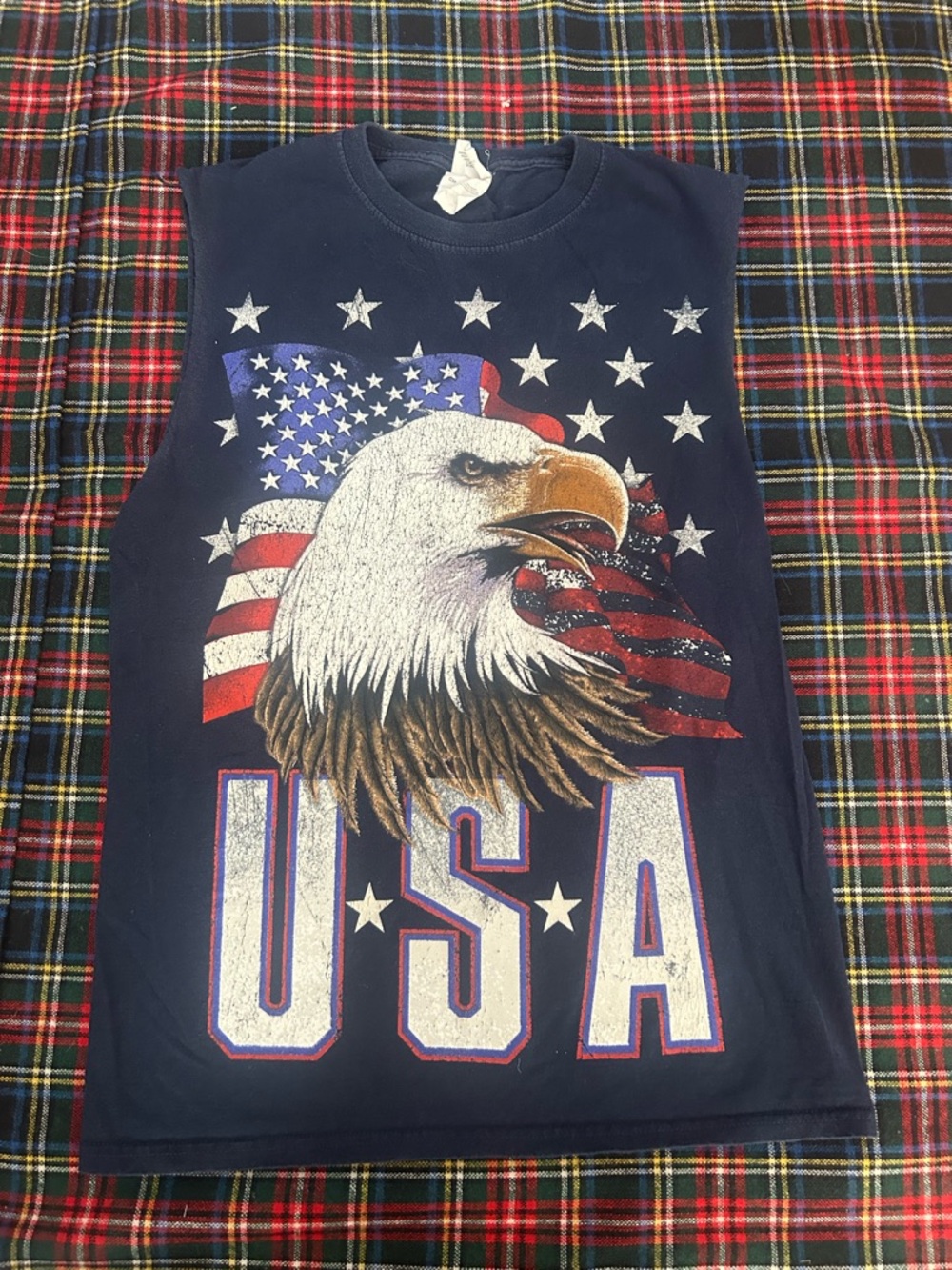 Vintage USA Eagle Muscle Tee Patriotic Graphic Shirt